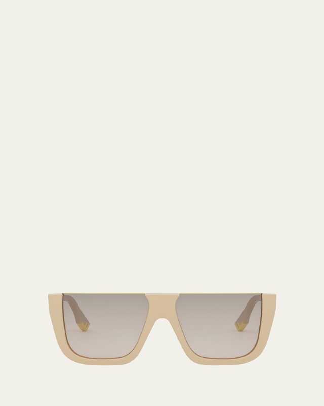 Flat-Top Logo Acetate Square Sunglasses